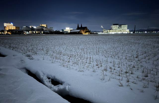 雪が月光を反射して外が明るかった12日夜