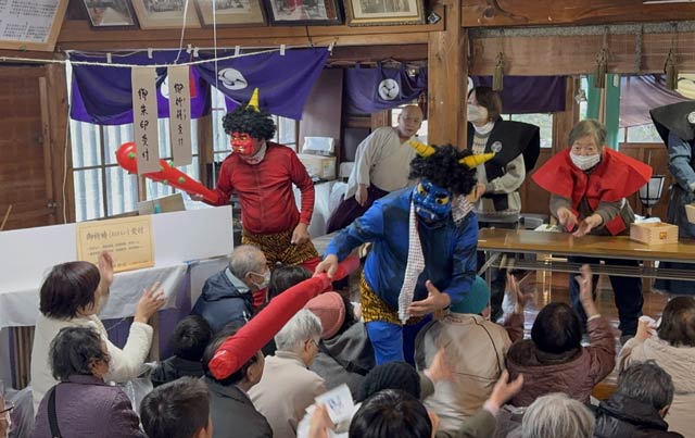 土生田神社節分祭に鬼が登場