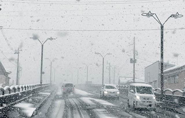 20日午前の視界が悪くなるほどの吹雪