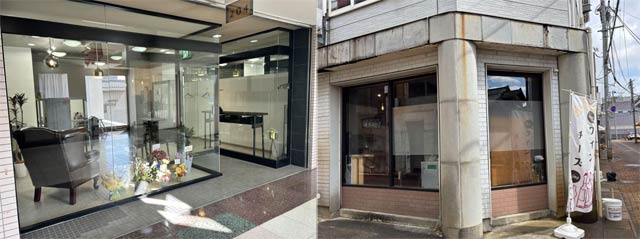 美容室「204（ニーマルヨン）」（左）と飲食店「Wine Bar MARGAUX（ワインバー マーゴ）」（右）