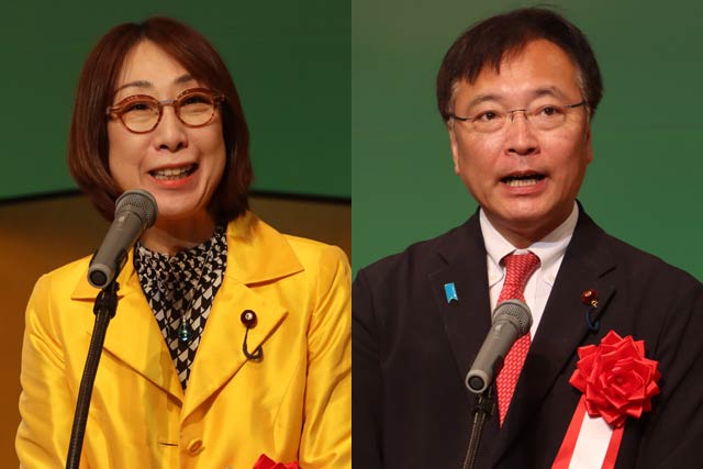 来賓の菊田衆院議員(左)と国定衆院議員