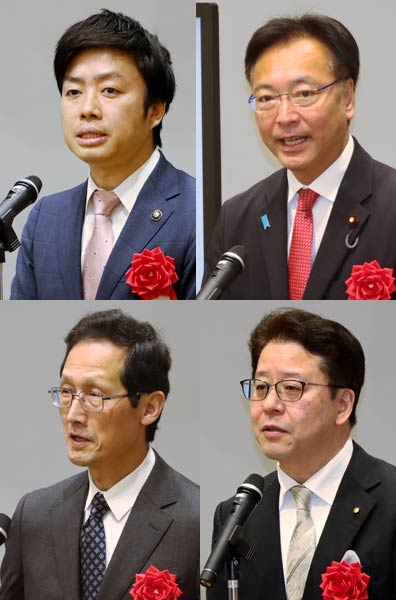 左上から時計回りに滝沢三条市長、国定衆院議員、渡辺三条市歯科医師会会長、遠藤新潟県央基幹病院院長