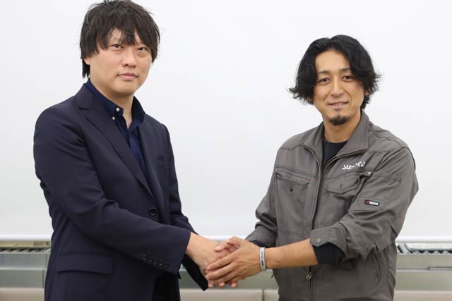 トキエア共同代表に就いたLANDの和田社長(左)とドッツアンドラインズの齋藤社長