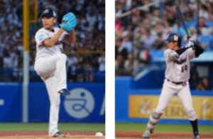 東京ヤクルトスワローズの石川雅規投手と岩田幸宏外野手