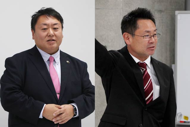 佐野市長(左)、エアマンの星野管理部長
