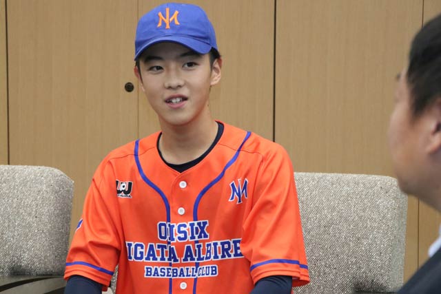 「第23回全国中学生都道府県対抗野球大会 in 伊豆」で優勝の新潟県選抜でエースとして活躍した浅井隼さん