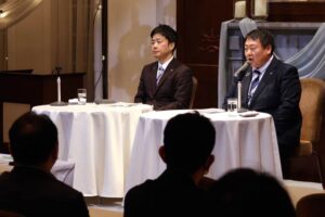 【燕三条の未来を両市長が語る】高校再編、市立大、産業観光、事業承継…さんしん未来塾3月例会で滝沢三条市長と佐野燕市長が講演