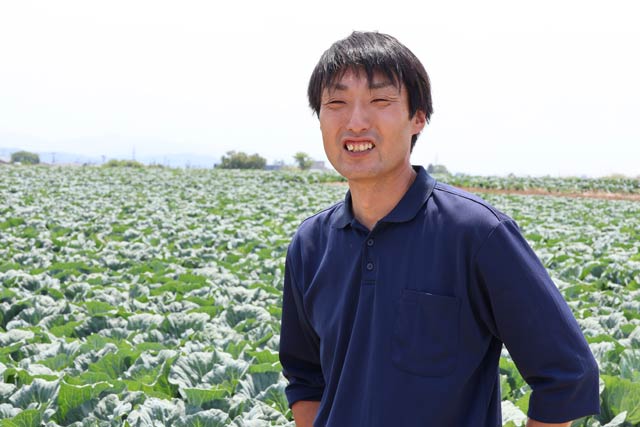 キャベツ栽培を始めて3年目の新規就農者、中野さん