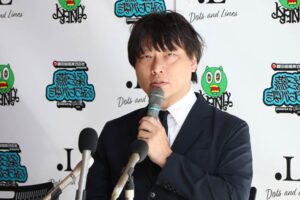 記者会見するLANDの和田代表