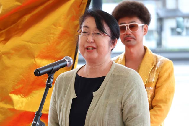 花角知事の妻、田枝さんもあいさつ